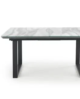 Stoly v podkrovnom štýle Rozkladací stôl Marley 160/200x90cm Biely Marmur/Popolavý/Čierna