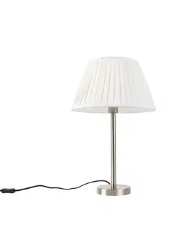 Stolove lampy Klasická stolová lampa oceľová so skladaným tienidlom biela 35 cm - Simplo