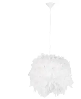 Zavesne lampy Rustikálna závesná lampa biela - pierko