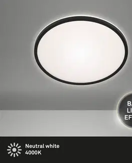 Stropné svietidlá Briloner Stropné svietidlo LED Runa, podsvietenie Ø28 čierna