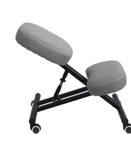 Jedálenské stoličky KONDELA Kilian ergonomická kľakačka na kolieskach svetlosivá / čierna