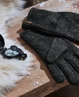 Gloves & Mittens Rukavice z pleteného flísu, antracitové s melírom