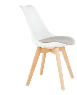 Jedálenské stoličky KONDELA Damara jedálenská stolička biela / sivobéžová / buk