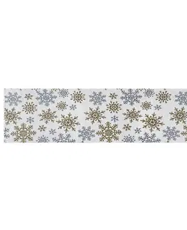Obrusy Dakls Behúň Snowflakes biela, 33 x 140 cm
