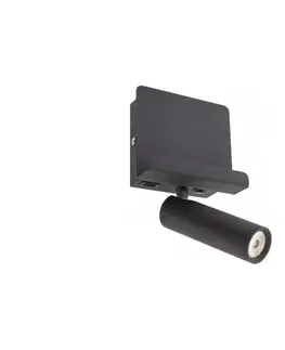 Svietidlá Redo Redo 01-3084 - LED Nástenné bodové svietidlo PANEL LED/3,5W/230V USB čierna 