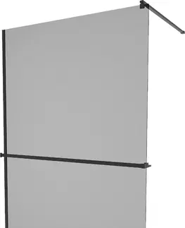Sprchové dvere MEXEN/S - KIOTO Sprchová zástena WALK-IN s poličkou a držiakom uterákov 70 x 200, grafit 8 mm, čierna 800-070-121-70-40
