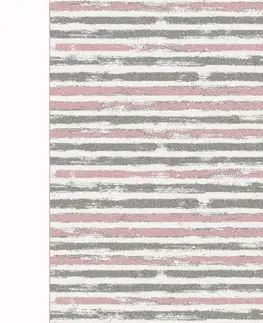 Koberce a koberčeky KONDELA Karan koberec 100x150 cm ružová / sivá / biela