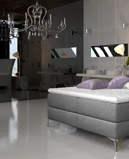 Postele NABBI Amika 140 čalúnená manželská posteľ s úložným priestorom sivá
