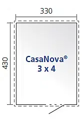 CASANOVA Biohort Záhradný domček BIOHORT CasaNova 330 x 430 (strieborná metalíza) orientace dverí vľavo