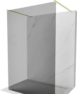 Sprchové dvere MEXEN/S - Kioto samostatne stojaca sprchová zástena 120 x 200, grafit 8 mm, zlatko kartáčovaná 800-120-002-55-40
