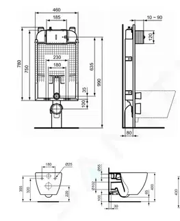 Kúpeľňa IDEAL STANDARD - ProSys Set predstenovej inštalácie, klozetu a sedadla Tesi, tlačidla Oleas M1, Aquablade, SoftClose, biela ProSys80M SP76