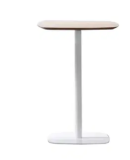 Jedálenské stoly Barový stôl, dub/biela, MDF/kov, priemer 60 cm, HARLOV