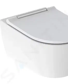 Záchody GEBERIT - ONE Závesné WC s doskou SoftClose, TurboFlush, KeraTect, biela/chróm 500.202.01.1