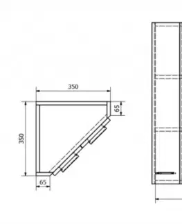 Kúpeľňový nábytok AQUALINE - ZOJA/KERAMIA FRESH horná skrinka rohová 35x76x35cm, dub platin 50333