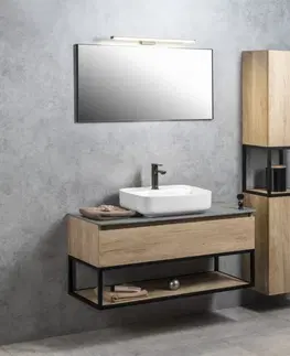 Kúpeľňa SAPHO - SKARA umývadlová skrinka 100x50x45cm, čierna mat/dub alabama CG009-2222
