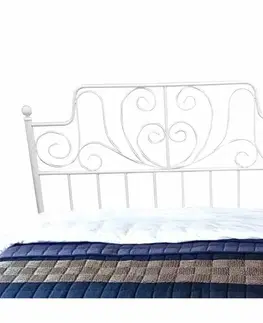 Postele KONDELA Behemoth 140 kovová manželská posteľ s roštom biela