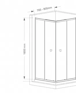 Sprchové dvere AQUALINE - AGGA štvorcová sprchová zástena 800x800, číre sklo HLF808Y