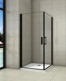 Sprchovacie kúty H K - Sprchovací kút BLACK SAFIR A2 80cm s dvoma jednokrídlovými dverami vrátane sprchovej vaničky z liateho mramoru SE-BLACKSAFIRA280 / THOR-80sqm