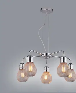 Moderné lampy do obývačky Gliva Závesné svietidlo 5x60w E27 Chróm (bez žiaroviek)