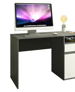 Písacie stoly PC stôl, grafit/biela, BILI NEW