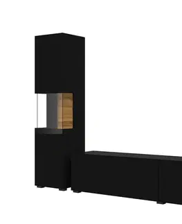 Obývacie steny EMMA 10 moderná obývacia zostava čierna/ dub wotan