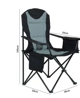 Záhradné stoličky Kempingová stolička FYNTO s držiakom na pohár a chladiacou nádobou, sivá