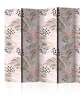 Paravány Paraván Pink Palm Leaves Dekorhome 225x172 cm (5-dielny)