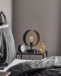 Stolové lampy SIGMA Stolná lampa Hula v kruhovom dizajne, čierna/zlatá