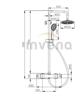 Sprchy a sprchové panely INVENA - Sprchový stĺp MUSTA s termostatickou batériou chróm AU-84-001-X