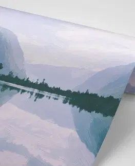 Tapety príroda Tapeta maľovaná scenéria horského jazera