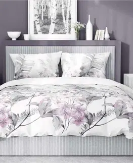 Posteľná bielizeň Súprava 1+1 posteľnej bavlnenej obliečky, Kvety lila