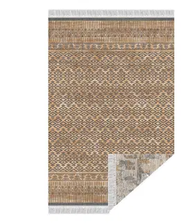 Koberce a koberčeky KONDELA Madala obojstranný koberec 160x230 cm vzor / hnedá