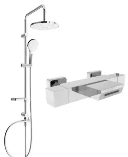 Sprchy a sprchové panely MEXEN/S - Erik sprchový stĺp vrátane vaňovej termostatickej batérie Cube, chróm 77360205-00