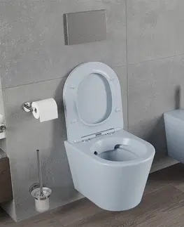 Záchody MEXEN - Rico Závesná WC misa Rimless vrátane sedátka s slow, Duroplast, šedomodrá mat 30724069