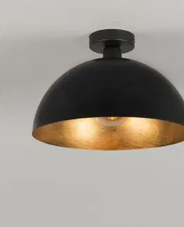 Stropne svietidla Priemyselné stropné svietidlo čierne so zlatom 35 cm - Magna