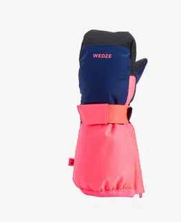 rukavice Detské nepremokavé lyžiarske palčiaky modro-ružové