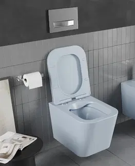 Záchody MEXEN - Teo Závesná WC misa Rimless vrátane sedátka s slow, Duroplast, šedomodrá mat 30854069