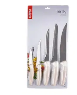 Kuchynské nože Banquet 5-dielna sada nožov Trinity, krémová