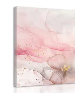 Obrazy kvetov Obraz elegantné kvety s ružovo-zlatým nádychom