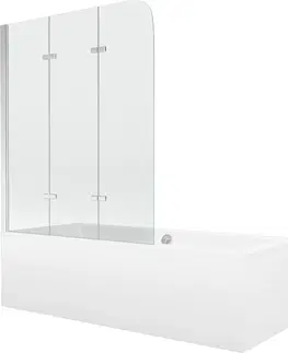 Sprchové dvere MEXEN/S - Cube obdĺžniková vaňa 180 x 80 cm s panelom + vaňová zástena 120 cm, transparent, chróm 550518080X9012030100