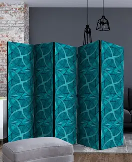 Paravány Paraván Geometric Turquoise Dekorhome 225x172 cm (5-dielny)
