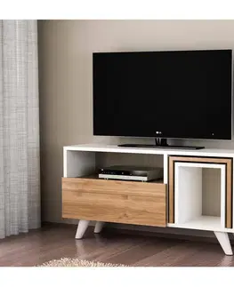 TV stolíky a steny  TV stolík NOVELLA 51x90 cm biela/hnedá 