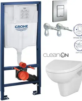 Záchody Rapid SL pre závesné WC 38528SET s chrómovou doskou + WC CERSANIT CLEANON PARVA + SEDADLO 38772001 PA1