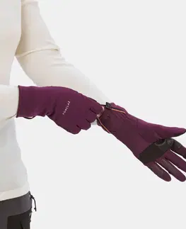 čiapky Strečové dotykové rukavice MT500 na horskú turistiku bordové