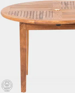 Stolčeky DEOKORK Záhradný teakový stôl DANTE ⌀ 120 cm