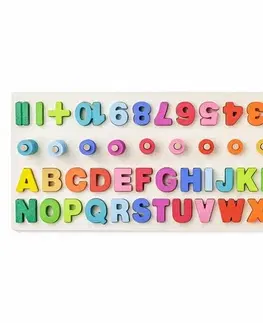 Drevené hračky Woody Didaktická doštička s počítaním, písmenami a číslicami, 51 x 4 x 23,5 cm