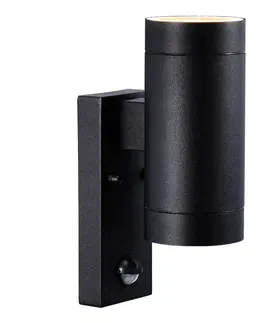 Vonkajšie nástenné svietidlá so senzorom Nordlux Vonkajšie svietidlo Tin Maxi Double snímač čierne