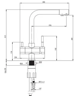 Kuchynské drezy DEANTE DEANTE - Do filtra chróm - Drezová batéria, s pripojením vodného filtra BCH_065M