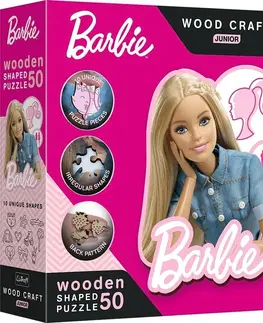 Hračky puzzle TREFL -  Drevené puzzle Junior 50 dielikov - Krásna Barbie