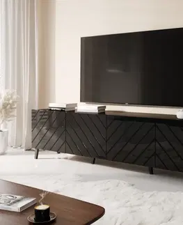 TV stolíky CAMA MEBLE Abeto 200 tv stolík čierna / čierny lesk